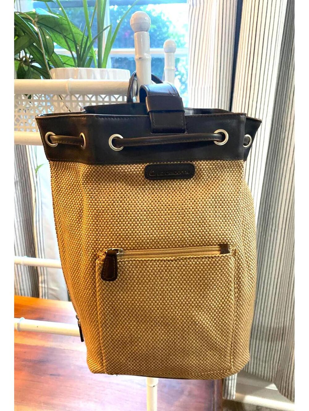 Liz Claiborne Woven Fabric and Leather Shoulder Satchel / Backpack / Fabulous!